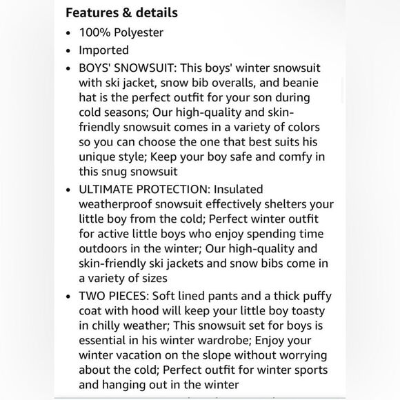 Boys Snowsuit, Mask & Gloves Set - Picture 7 of 16